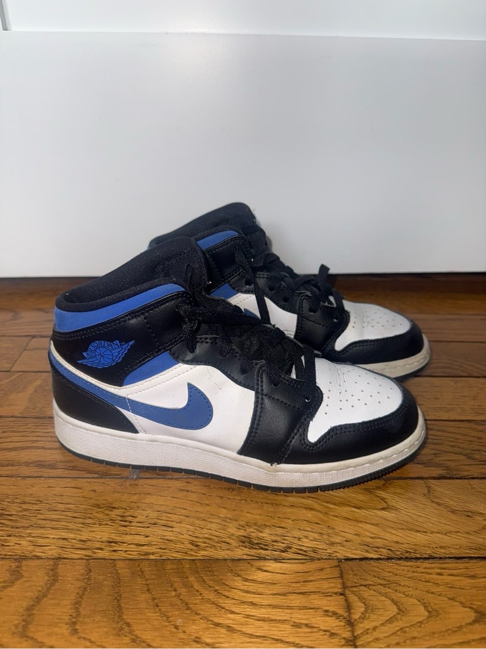 Jordan Kids' Mid Top Sneakers - White, Black & Blue